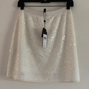 NWT BCBG White sequin skirt